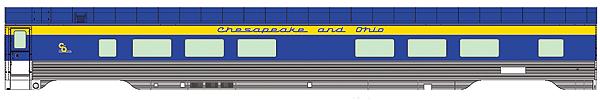 Walthers 9371 HO Chesapeake & Ohio 85' P-S 52-Seat Coach Fluted No Skirts