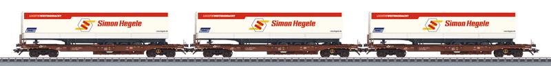 Marklin 47082 HO Type Sdgkms 707 Container Flatcar with Trailers 3-Pack - 3-Rail