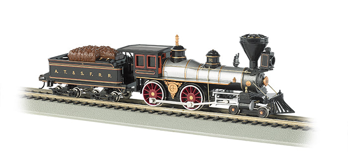 Bachmann 51102 HO Santa Fe 4-4-0 American Steam Locomotive & Tender #91