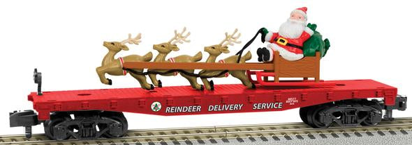 American Flyer 6-48577 S Scale Flatcar with Santa's Sleigh & Reindeer
