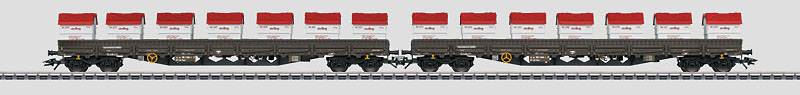 Marklin 47029 HO Exclusive Class Rens 4-Axle Low-Side Car w/Stakes 2-Pack