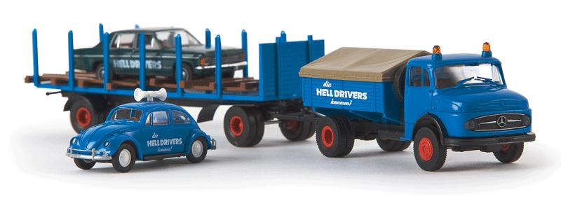 Brekina Automodelle 47122 1:87 Mercedes-Benz L 322 Low-Sided Truck -Hell Drivers