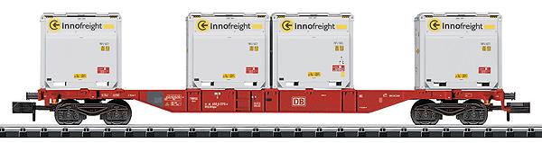 Trix 15531 N Minitrix Type Sgns Container Flatcar with 4 XS WoodTainer Load