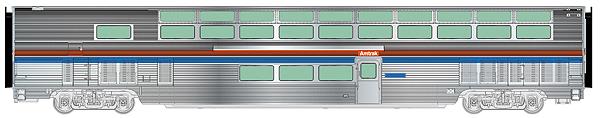 Walthers 14322 HO Amtrak 85' Budd Hi-Level Sky Lounge - Lighted - Ready to Run