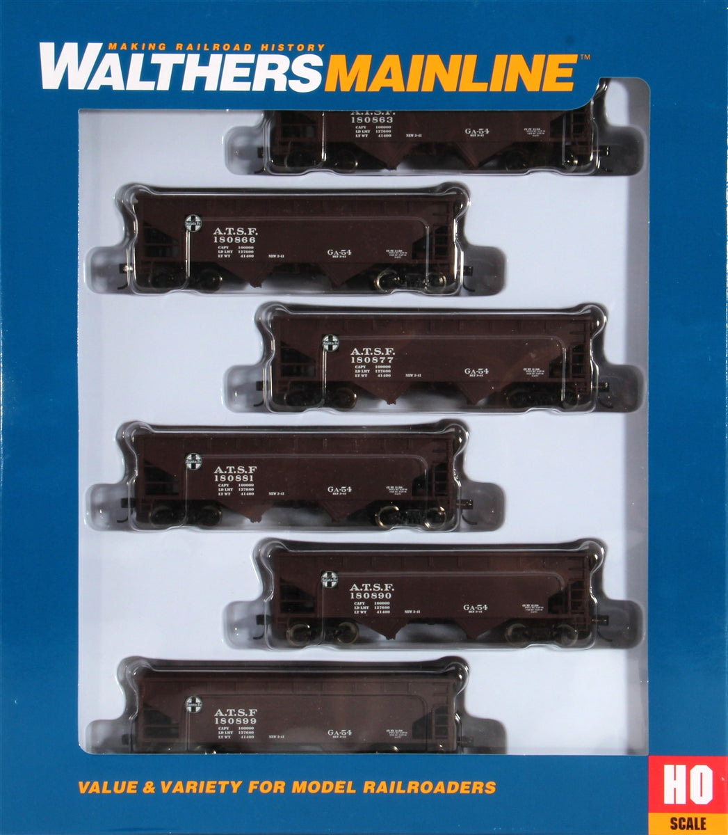 Walthers 910-56951 HO Scale ATSF 36 2-Bay Offset Hopper (Set of 6)