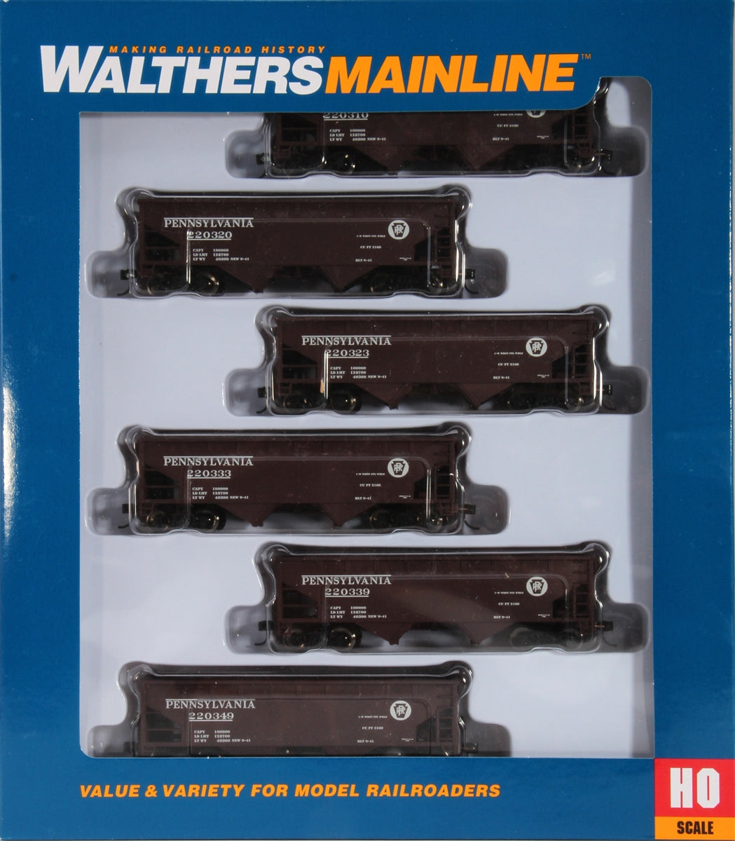 Walthers 910-56954 HO Pennsylvania Railroad 36 Ft 2Bay Hopper (Set of 6)