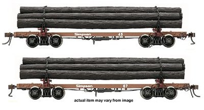 Rivarossi HR6212 HO Simpson Timber Skeleton Log Car #45, 67 (Set of 2)