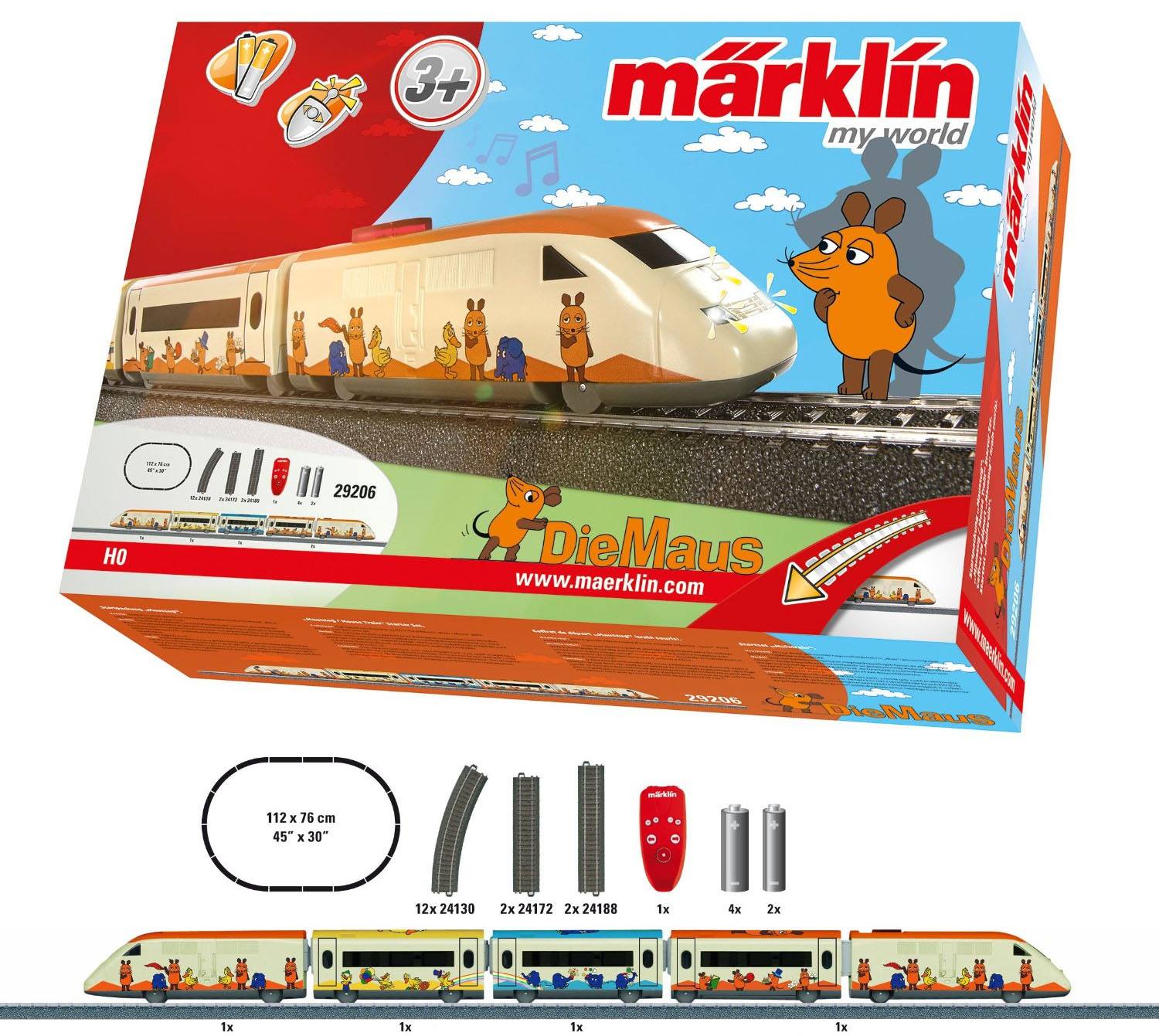 Marklin 29206 My World  Mouse Train Battery HO Gauge Electric Starter Train Set