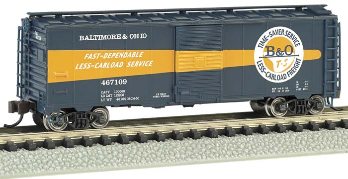 Bachmann 17057 N Baltimore & Ohio AA 40' Steel Boxcar (Timesaver Scheme) #467109
