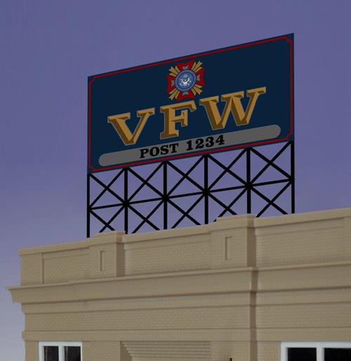 Miller Engineering 441252 HO/N VFW Animated Neon Billboard Small