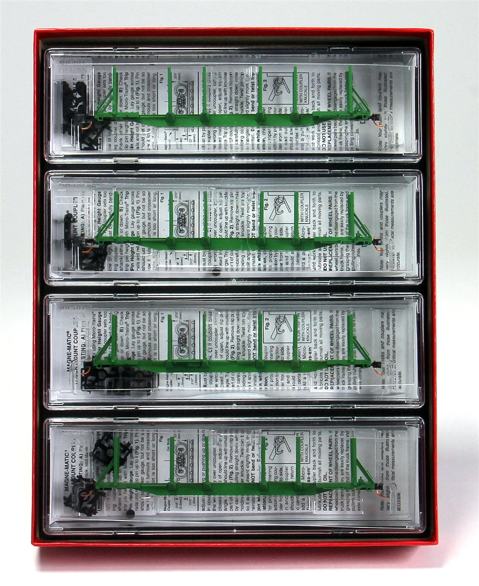 Micro-Trains 99300088 N Undecorated 65' Log Car Green Runner Pack (Set of 4)