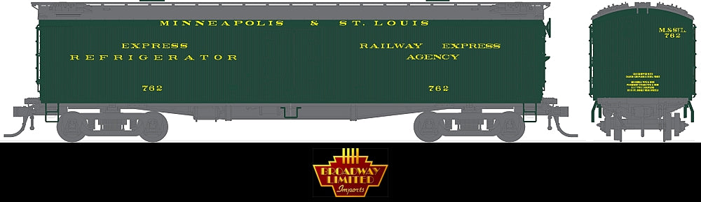 Broadway Limited 1831 HO Minneapolis & St. Louis 53'6" Wood Express Reefer #762