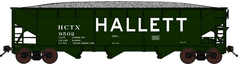 Bluford Shops 73651 N scale Hallett 3-Bay Offset Hopper
