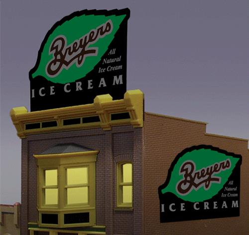 Miller Engineering 2582 N/HO Breyers Ice Cream Animated Neon Billboard