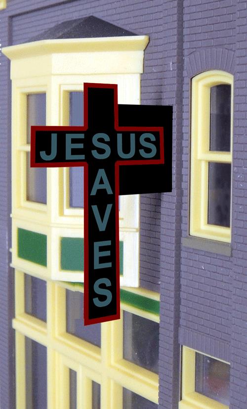 Miller Engineering 9072 N/HO Jesus Saves Animated Neon Style Sign Kit