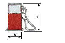 Plastruct 19008 O Gauge 1-1/8" x 31/32" Gas Pumps (Pack of 3)