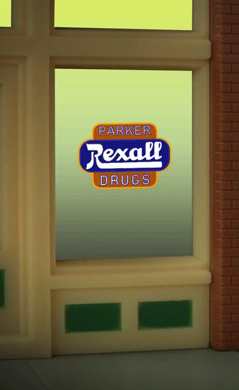 Miller Engineering 8820 HO/O Rexall Parker Drugs Flashing Neon Window Sign