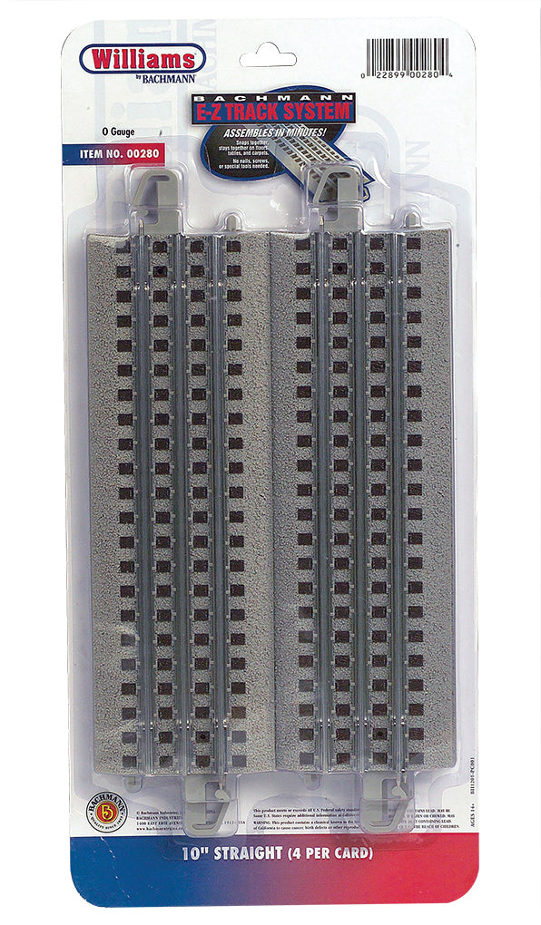 Williams 00280 Bachmann O E-Z 10" Straight Track (Pack of 4)