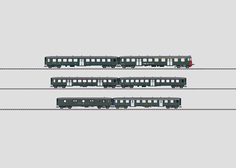 Swiss Lightweight 6-Car Passenger Set w/Cab Car - 3-Rail - Ready to Run