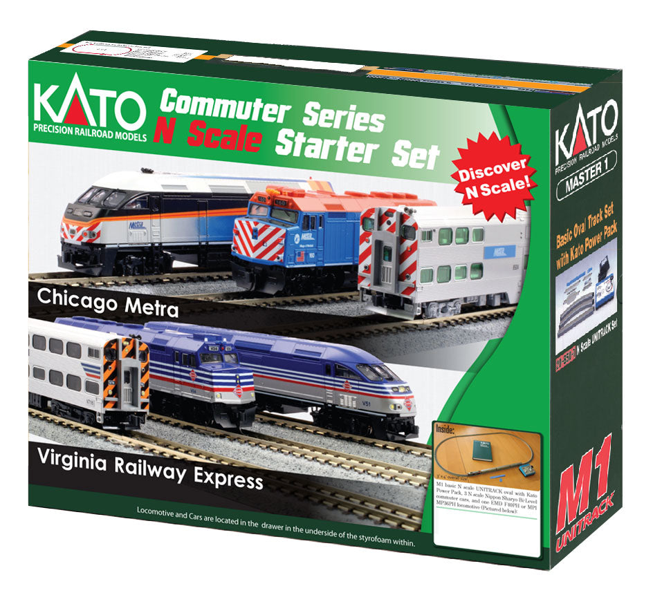 Kato 106-0031 Chicago Metra MP36PK N Gauge Diesel Electric Starter Train Set