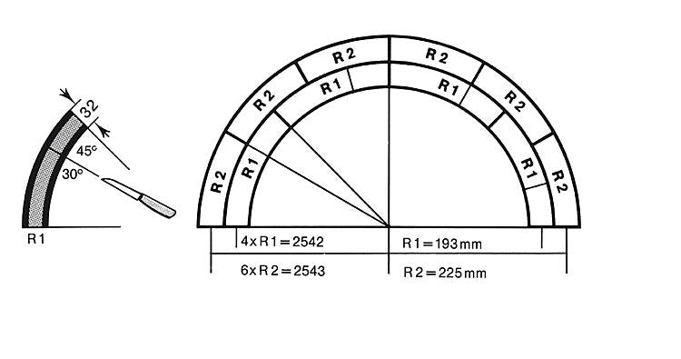 Faller 222542 N 7-1/2" R1 Radius 180 Degree Curved Steel Bridge
