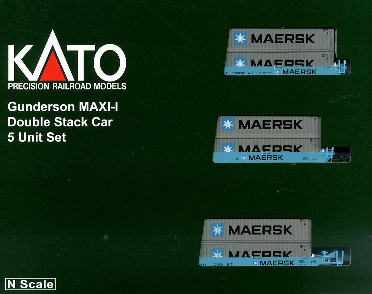 Kato 106-6158 N Maersk Maxi-I 5 Unit Double Stack Well Car w/40' Containers