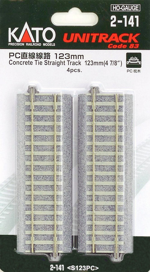 Kato 2-141 HO Code 83 4-7/8" Concrete Tie Straight UniTrack (Pack of 4)