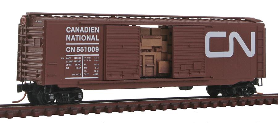 Micro-Trains 03400370 N Canadian National 50' Double Door Boxcar w/Load #551009