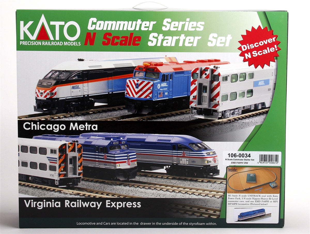Kato 106-0034 Virginia Railway Express F40PH N Gauge Diesel Electric Train Set