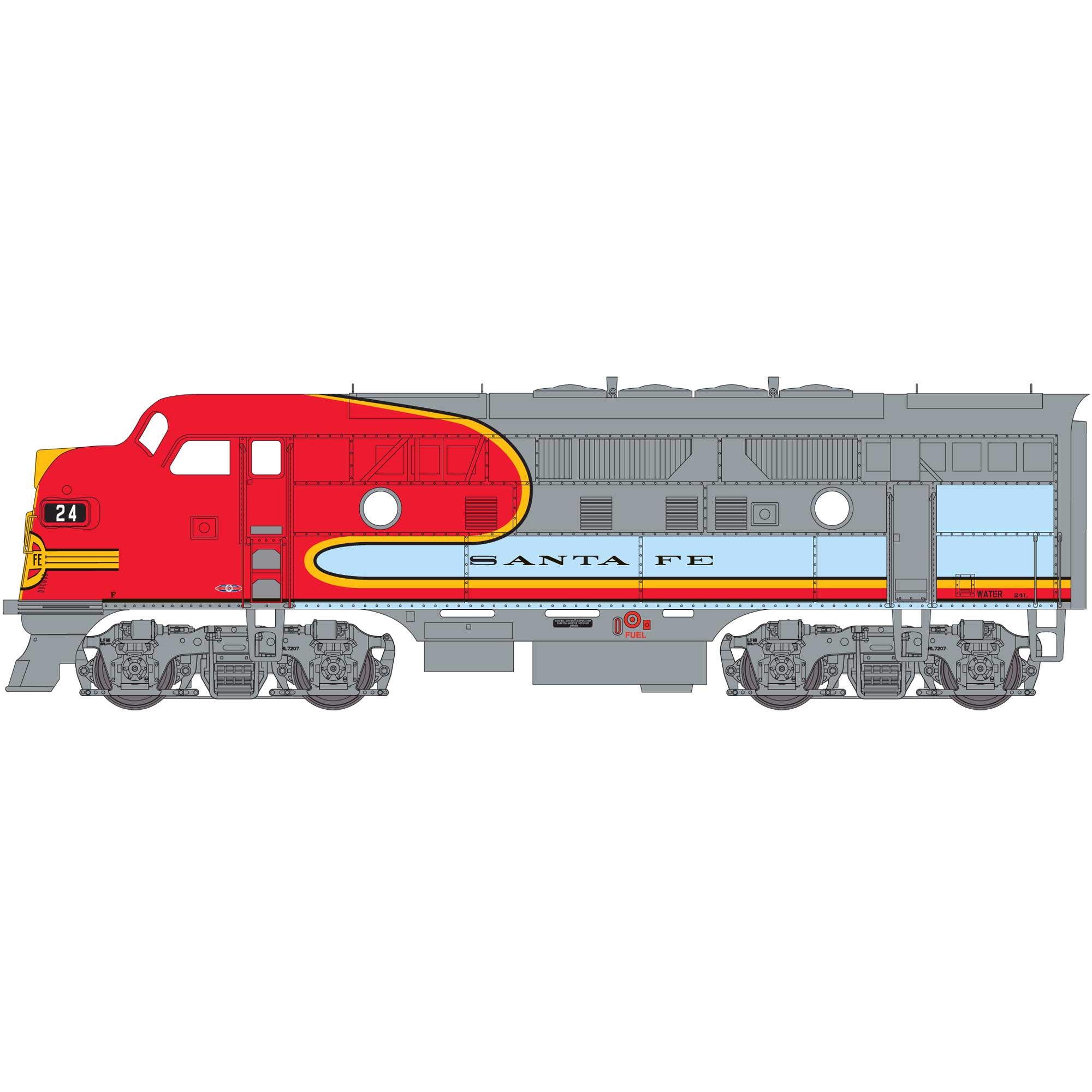Athearn G22532 Santa Fe F3A Diesel Locomotive #24 – Trainz