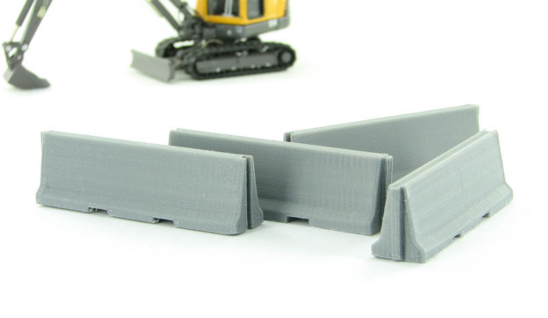 3D to 64-100-GY 1:64 Traffic Jersey Barriers (Pack of 4)