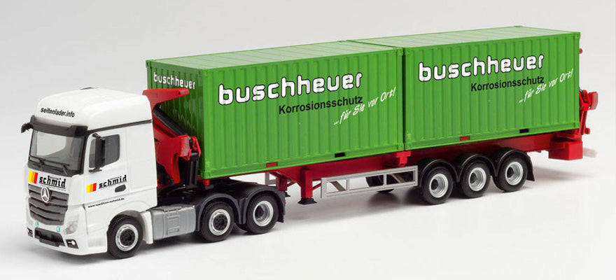 Herpa 312059 HO Mercedes-Benz Actros Streamspace 18 Container Sideloader Trailer