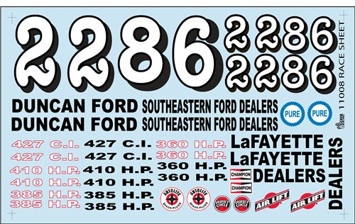 Gofer Racing 11008 1:24-1:25 60s Style Nascar Sponsors, Horsepower