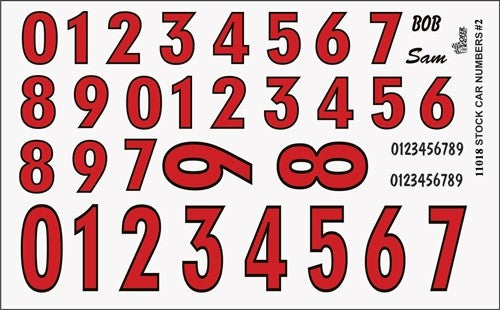 Gofer Racing 11018 1:24-1:25 Stock Car Numbers #2 (Red)