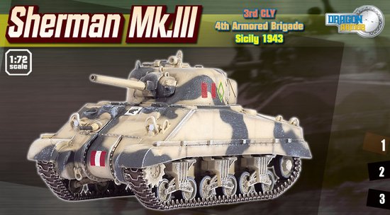 Dragon 60309 1:72 ShermanMk.III 3rd CLY 4th Armored Brigade Sicily 1943