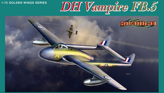 Dragon 5085 1:72 DH Vampire FB.5 RAF Fighter Aircraft Plastic Model Kit