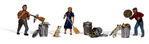 Woodland Scenics A1875 HO People and Pesky Raccoons Figures (Set of 8)