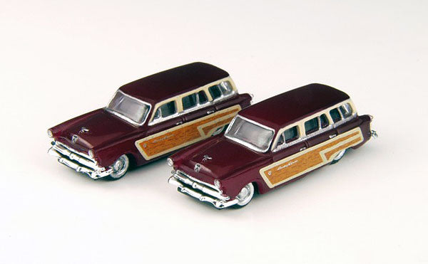Classic Metal Works 50317 N Mini Metals Carnival Red Ford Country Squire Wagons