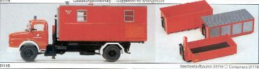 Preiser 1116 HO Mercedes Lorry Truck w/Containers Plastic Model Kit