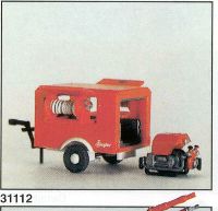 Preiser 1112 HO Fire Fighting Trailer w/Interior Equipment Plastic Model Kit