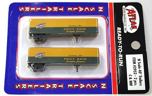 Atlas 2952 1:160 N Chicago & North Western 40' Trailer (yellow, green) (2)
