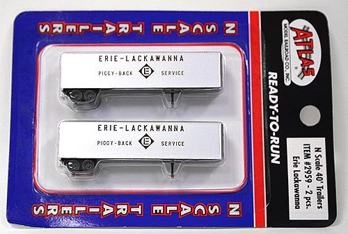 Atlas 2959 N Silver Erie Lackawanna 40' Trailer (Pack of 2)