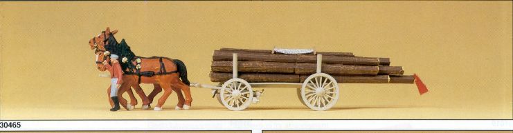 Preiser 30465 HO Log Wagon Loaded Figures with Logs (Set of 3)