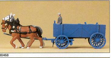Preiser 30468 HO Horses & Driver Figures with Box Wagon