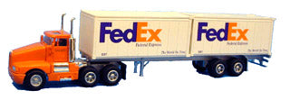 Model Power 22002 HO Orange Truck & Trailer Short Haul w 20’ Container Fed Ex