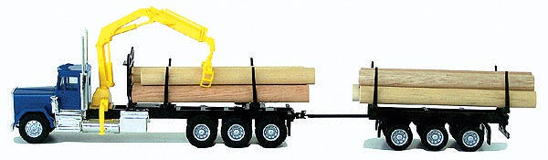 Herpa 6394 HO Super-Duty Tri-Drive Logging Truck with Trailer, Hoist, and Load