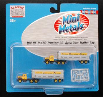 Classic Metal Works 51115 N Mini Metals ICX IH R-190 Tractor/Aero-Van Trailers