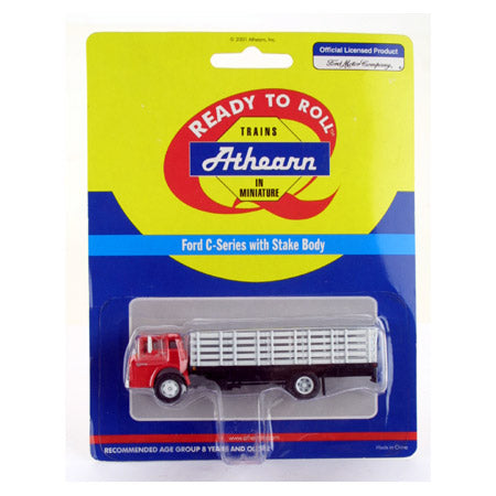 Athearn 2722 HO Ready To Roll  Red Ford C-Series W/Stake Body