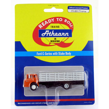 Athearn 02726 HO Orange Ford C-Series With Stake Body Ready To Roll