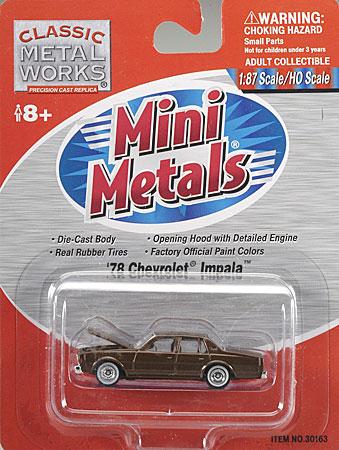 Classic Metal Works 30163 HO Mini Metals Brown 1978 Chevrolet Impala Sedan Car